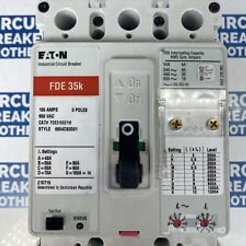 Eaton Fde310021W 100 Amp 600V 3 Pole Circuit Breaker