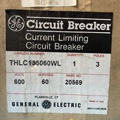 Ge Thlc136060Wl 60A Circuit Breaker 3 Pole 600V