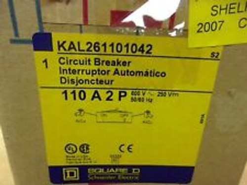 Square D #Kal261101042 110A 600V 2-Pole Shunt Trip Circuit Breaker