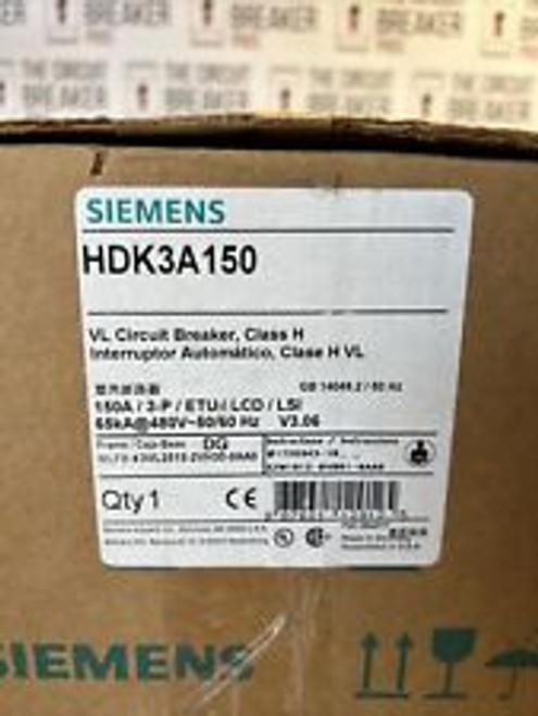 Siemens Hdk3A150 Circuit Breaker Hdgb 150A 3 Pole 600Y/347V Electric Cb Digital