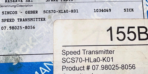 Sick Stegmann Scs70-Hla0-K01 Speed Transmitter 07.98025-8056