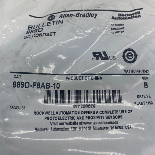 Allen-Bradley 889D-F8Ab-10 Ser.B Qd Cordset 10M