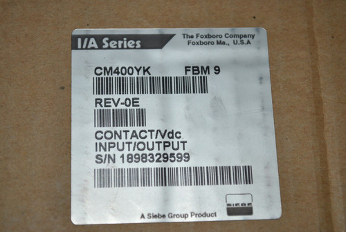Foxboro I/A Series Cm400Yk Fbm9 Rev-0E Contact/Vdc Input/Output