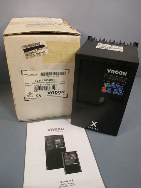 Vacon X Series Se2 Variable Speed Drive 0.5Hp, 1Ph Ip55/Type 12K Se2C2S005D01