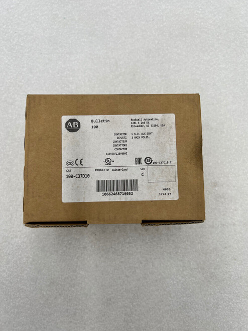 Allen Bradley 100-C37D10 /C Contactor, 110/120 Vac, 3-P