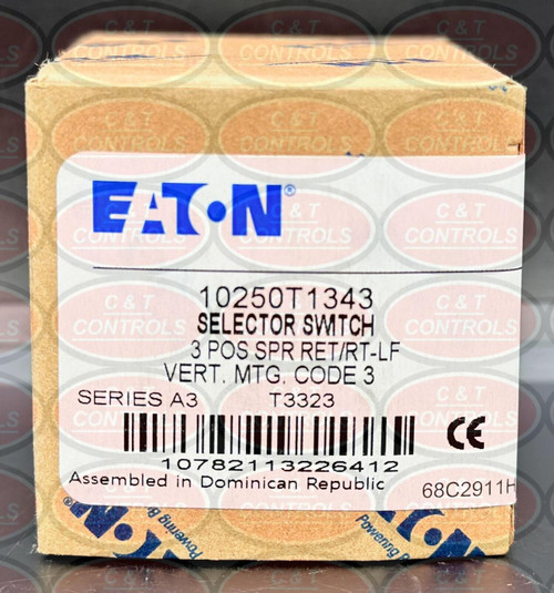 Eaton 10250T1343 3 Position Spring Return Selector Switch