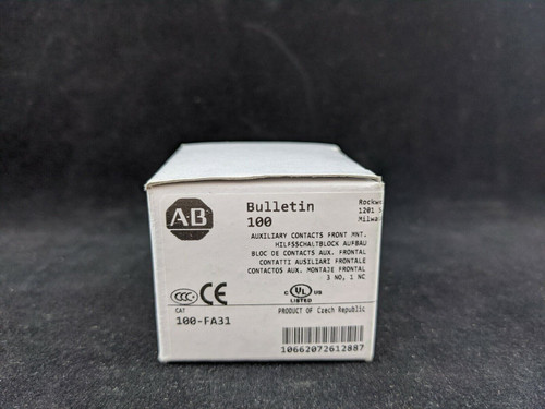 Allen Bradley 100-Fa31 Auxiliary Contact Block Front Mount 3 N.O. - 1 N.C.