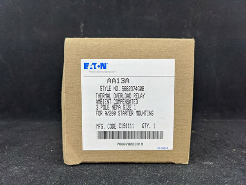 Eaton Aa13A O/L Relay A Thermal Overload Relay 3 Pole Size 1 Starter Mount