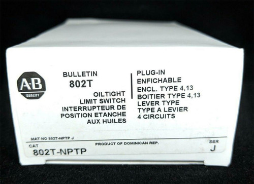 Allen Bradley 802T-Nptp Limit Switch, Nema Type 4 And 13 Oiltight Construction
