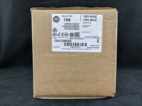 Allen Bradley 104-C09D22 Reversing Contactors 9A 110V 50Hz 120V 60Hz 1No-1Nc