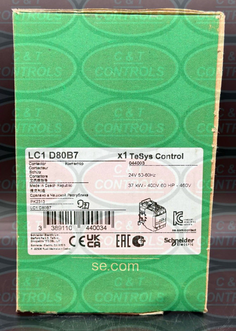 Square D Lc1D80B7 3P 80A 24V Ac Coil