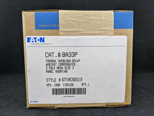 Eaton Ba33P Thermal Overload Relay 3 Pole Size 3