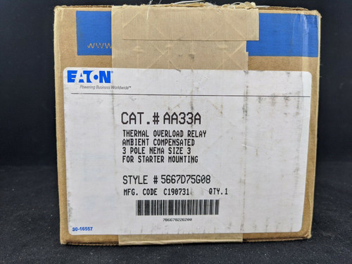 Eaton Aa33A Thermal Overload Relay 3 Pole Size 3