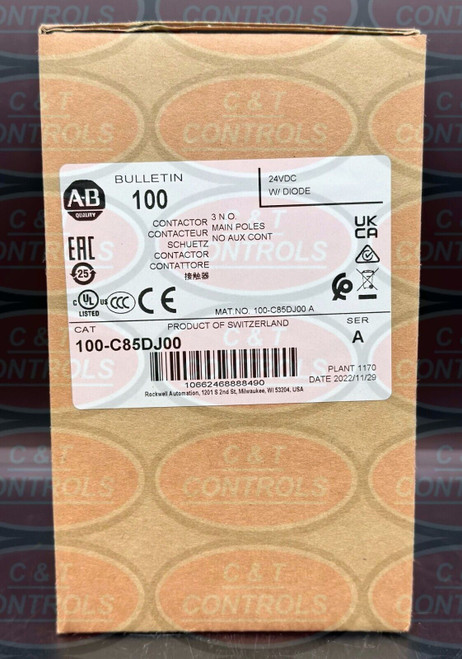 Allen Bradley 100-C85Dj00 3P 85A 24V Dc Iec Contactor
