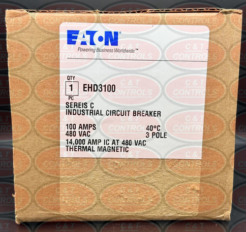 Eaton Ehd3100 3P 100A 480V Circuit Breaker