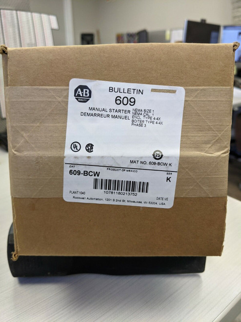 Allen Bradley 609-Bcw Manual Starter Nema Size 1