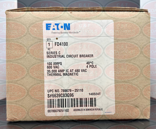 Eaton Fd4100 4P 100A 600V Circuit Breaker