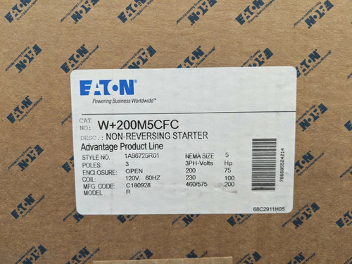 Eaton W+200M5Cfc Size 5 60 Hz Starter Replaces W200M5Cfc