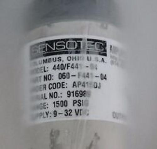 Sensotec 440/F441-04 Pneumatic Pressure Transducer 060-F441-04, 1500Psig