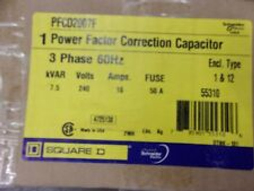 Square D Power Factor Correc Capacitor Pfcd2007F Pfcd 240V 7.5K Var T-1/12 Fused