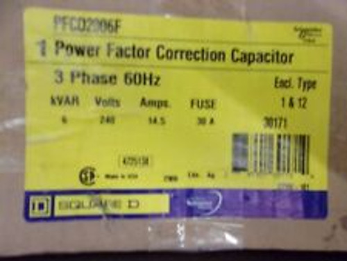 Square D Power Factor Correc Capacitor Pfcd2006F Pfcd 240V 6K Var T-1/12 Fused