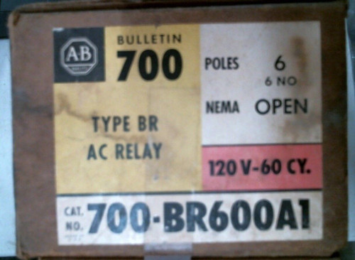 Ab Rockwell 700-Br600A1 Ac Relay Ser.A 1320V-60Cy. 6P Open Type Br -