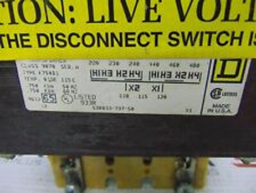 square d 9070k750d1 control transformer ser. a, .750 kva 220-480v