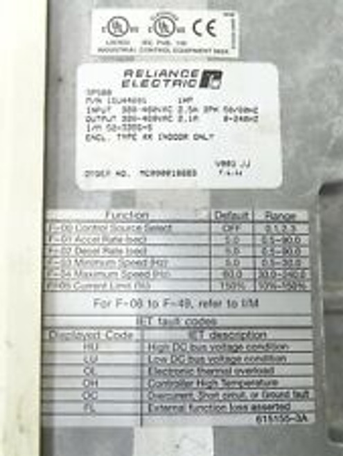 Reliance Electric 1Su44001 Sp500 Ac Drive 1Hp