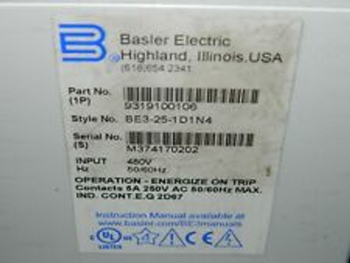 Basler Electric Be3-25-1D1N4 ( 9319100106 ) Synchronizing Check Relay
