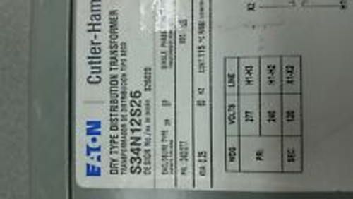 Eaton Cutler-Hammer S34N12S26 Dry Type Transformer