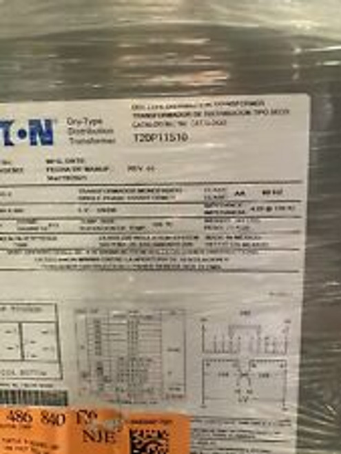 Eaton Transformer 10 Kva Pri 240X480 Sec 120/240 1Ph T20P11S10