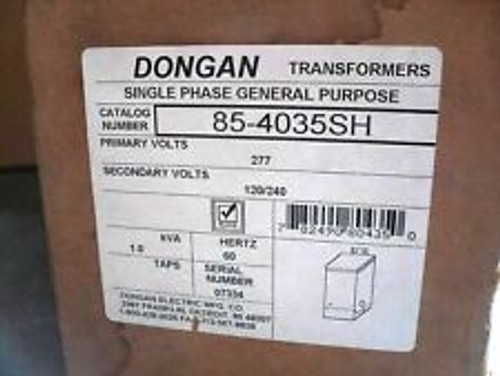 Dongan 1Kva 1Ph Transformer 85-4035Sh Hv 277 Lv 120/240 **