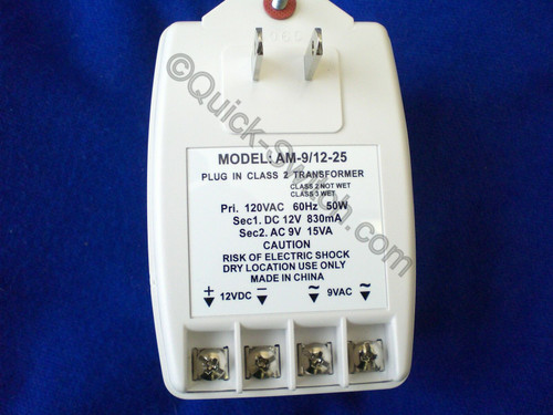 Dual Voltage Wall Transformer Alarm Ademco Honeywell 4 Contacts 12 Volt 9 Volt