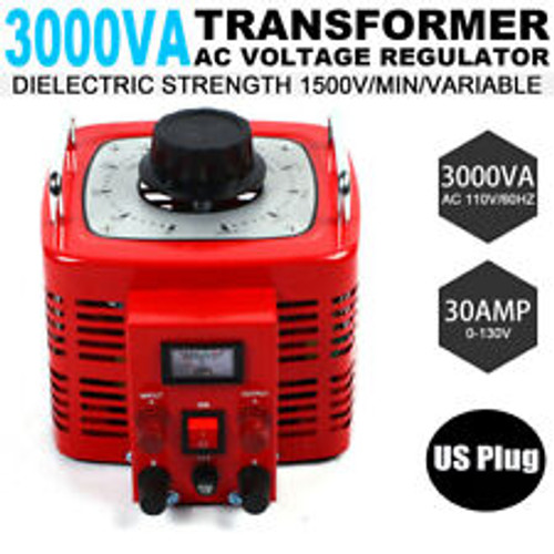 Variac Transformer Variable 3000Va Ac Voltage Regulator Metered 30 Amp 0~130V