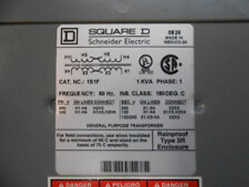 Square D Transformer 1S1F 1Kva 1 Ph 120/240/480V