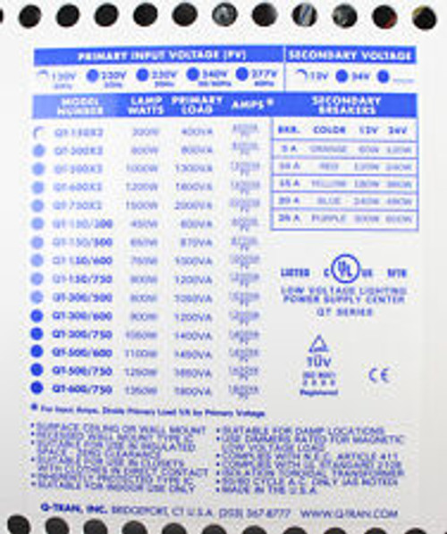 Q-Tran Qtld-150Mv-120/12-1X20-Ck-S Qtld Duo Power Supply Center, 12V 150W