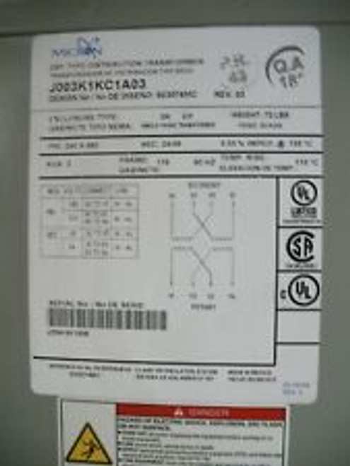 Micron J003K1Kc1A03 Control Transformer Pri. 240-480 Sec. 24-48 3Kva