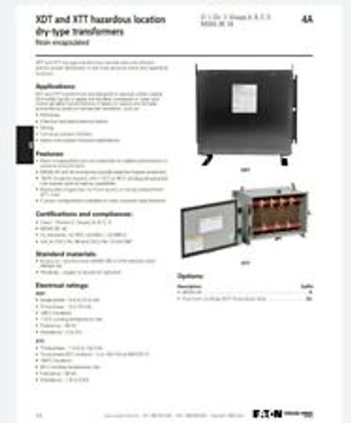 Hammond Xdt1A3X Hazardous Location Dry Type Transformer