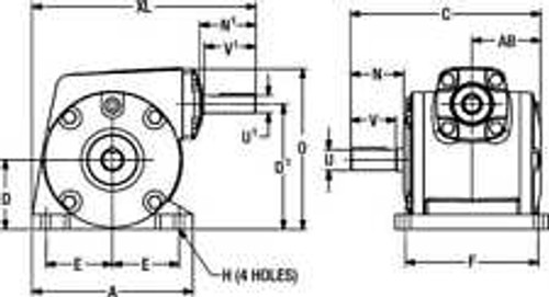 Dayton 2Z307 Speed Reducer, Indirect Drive, 39:1