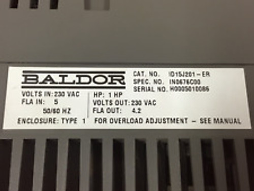 Baldor - P/N: Id15J201-Er - Adjustable Speed Drive