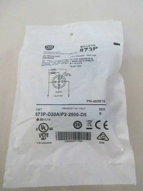 Allen-Bradley 873P-D30Aip2-2500-D5 873P 2500Mm Ultrasonic Sensor