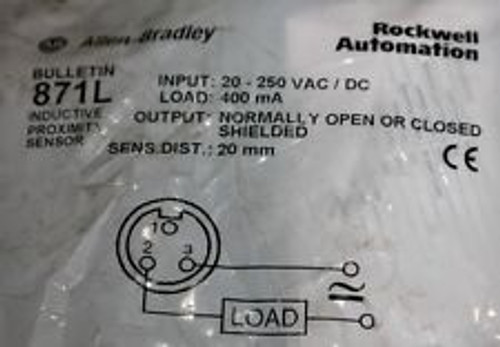 Allen Bradley 871L-B20E40-N3 Ser. A Inductive Proximity Sensor 871Lb20E40N3