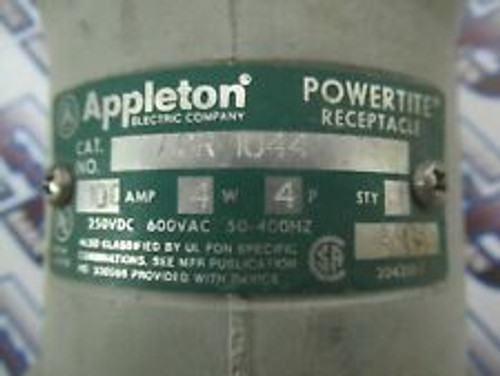 Appleton Adr6034 Powertite Receptacle 60Amp 250Vdc 3W 4P