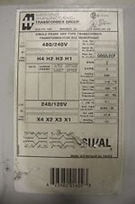 Hammond Manufacturing 2 Kva 1 Phase Transformer 480/240 To 240/120 V Q002Lecf