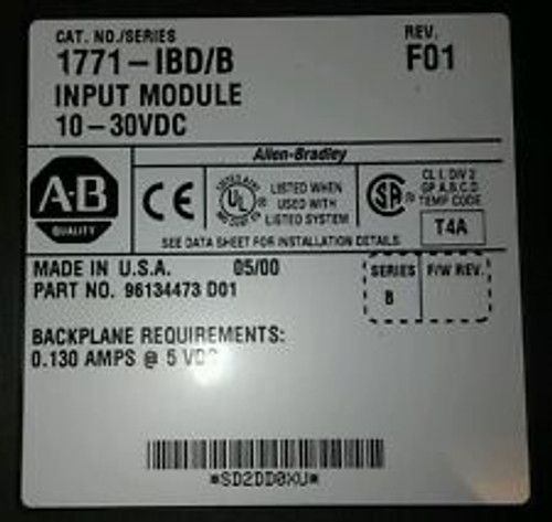 Allen Bradley Model 1771-Ibd/B Rev F01 Input Module