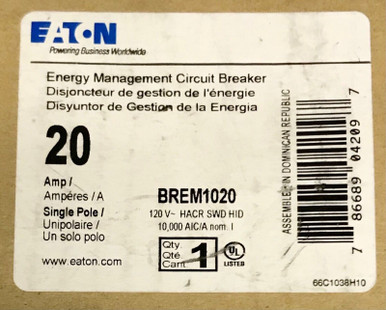 Eaton Cutler-Hammer BABRP1020 20 Amp 1-Pole Remotely Operated Circuit Breaker – Used Good Condition