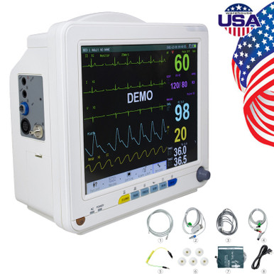 Portable 12'' Icu Medical Patient Monitor Vital Sign Ecg//Spo2/Temp ...