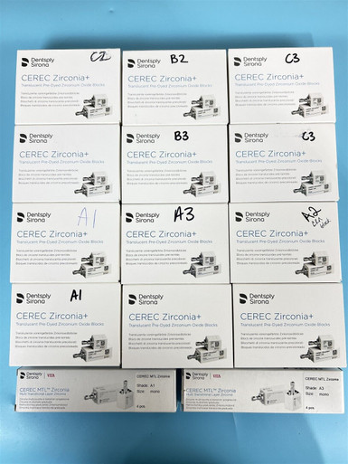 Un Lot Of 14 Dentsply Sirona Zirconia + Dental Cad/Cam Milling Blocks ...