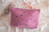 Handmade pouch. Fashion pouch or toiletry bag made from wool. Accessory for your coins, keys, or larger items. With its size, you can easily carry medium items. Large wool pouch colourful pink