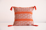 Premium handmade decorative cushion with for interior decoration and interior design. Cushion Cover orange with grey